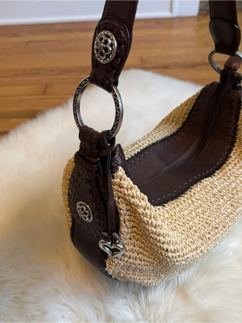 Brighton raffia woven purse